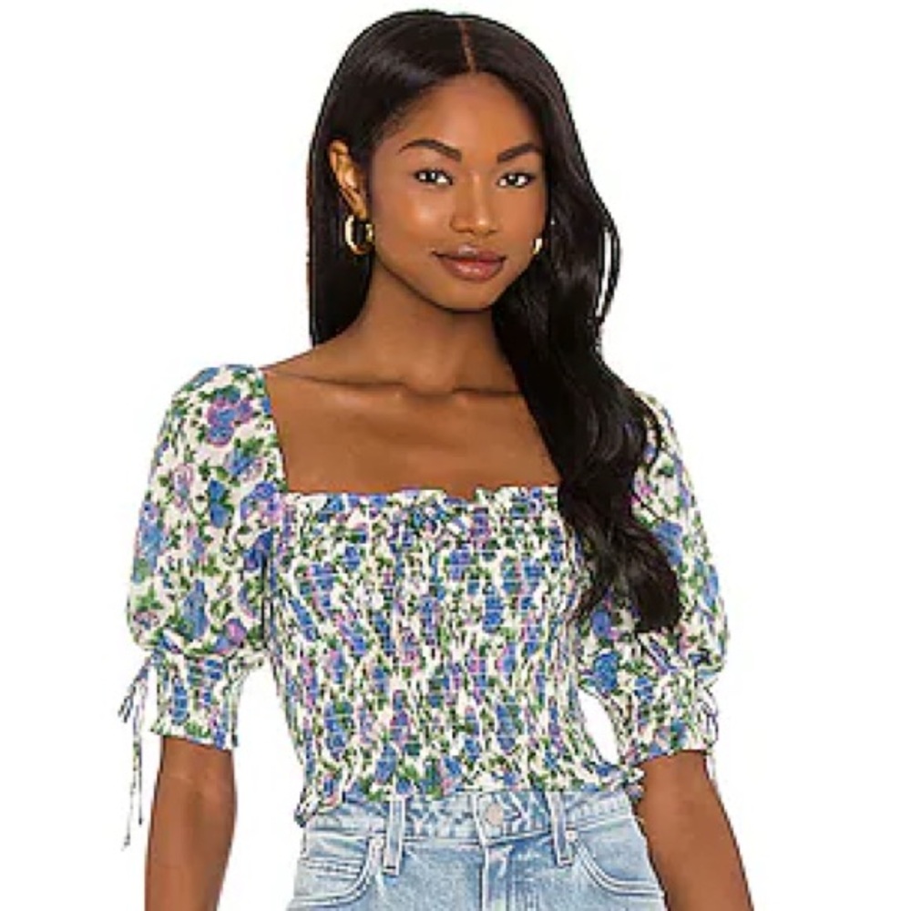 For Love & Lemons Bridget Crop Top - Wisteria Floral - S